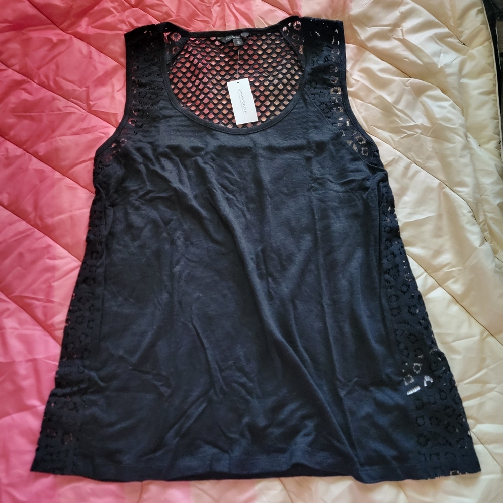 Banana Republic Black Mesh Detail Top